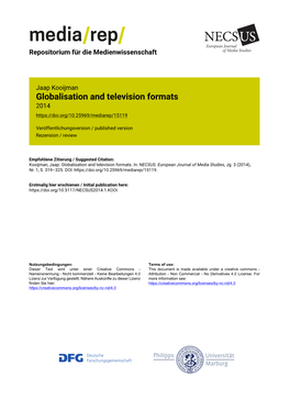 Globalisation and Television Formats 2014