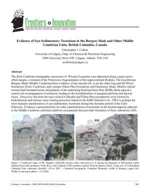 Evidence of Syn-Sedimentary Tectonism in the Burgess Shale and Other Middle Cambrian Units, British Columbia, Canada Christopher J