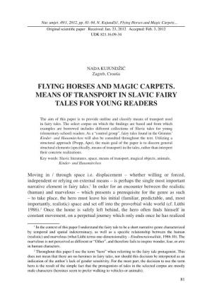 Flying Horses and Magic Carpets. Means of Transport in Slavic Fairy Tales for Young Readers