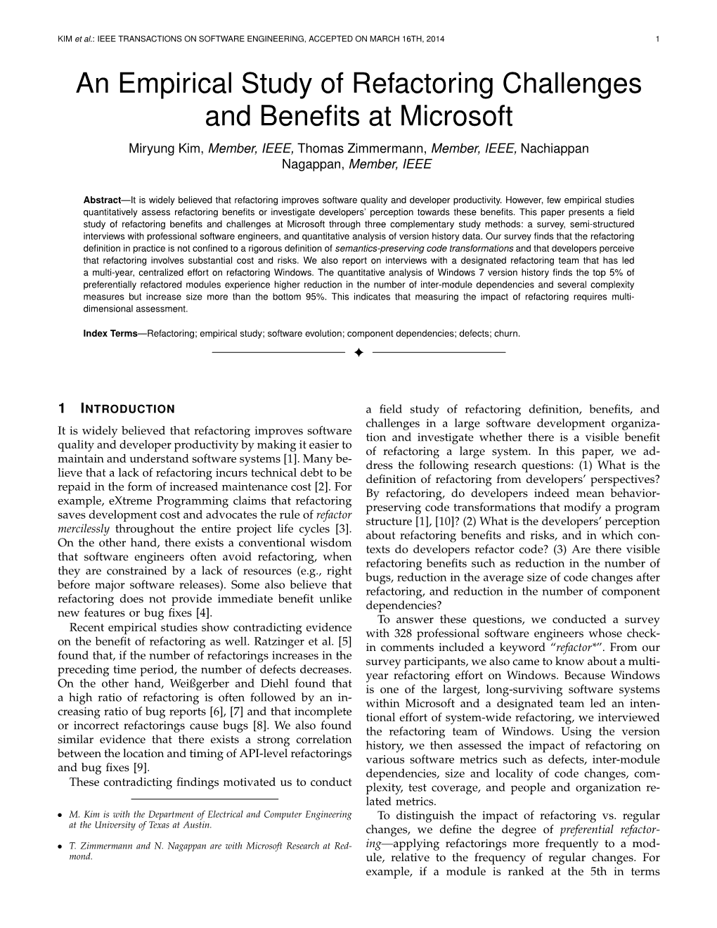 An Empirical Study of Refactoring Challenges and Benefits at Microsoft