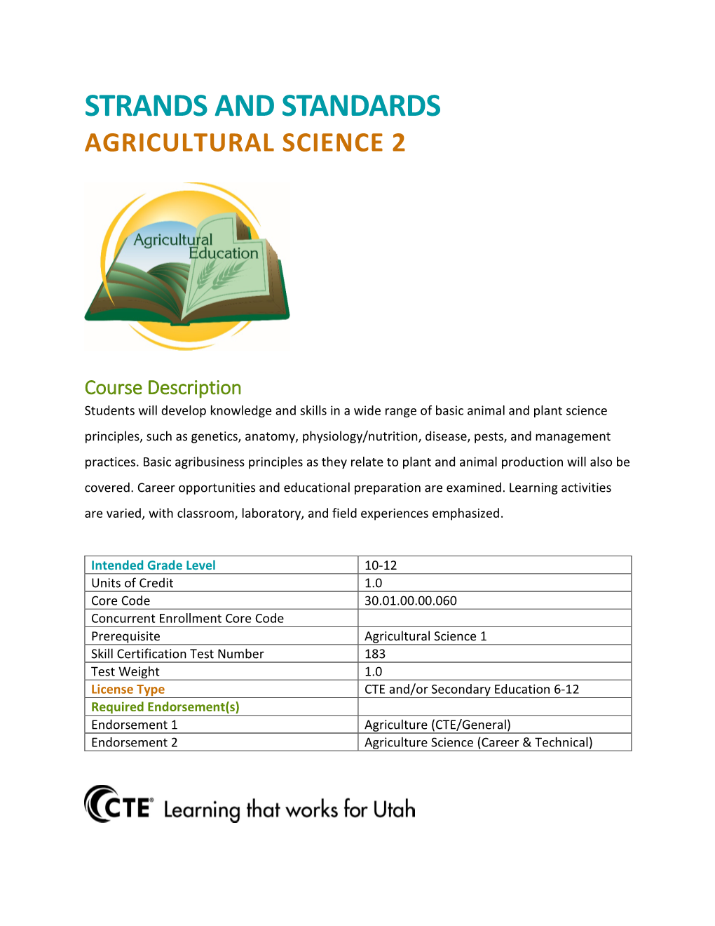 Strands and Standards Agricultural Science 2