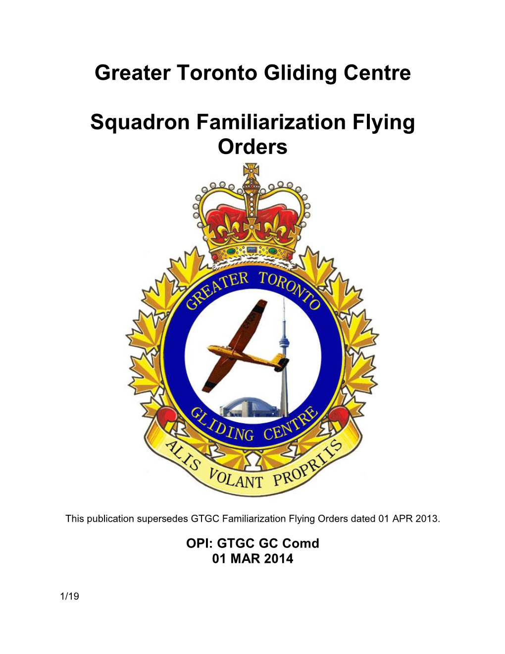 Squadron Familiarization Flying Orders