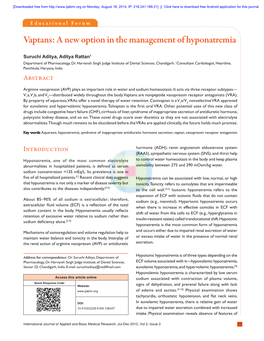 Vaptans: a New Option in the Management of Hyponatremia