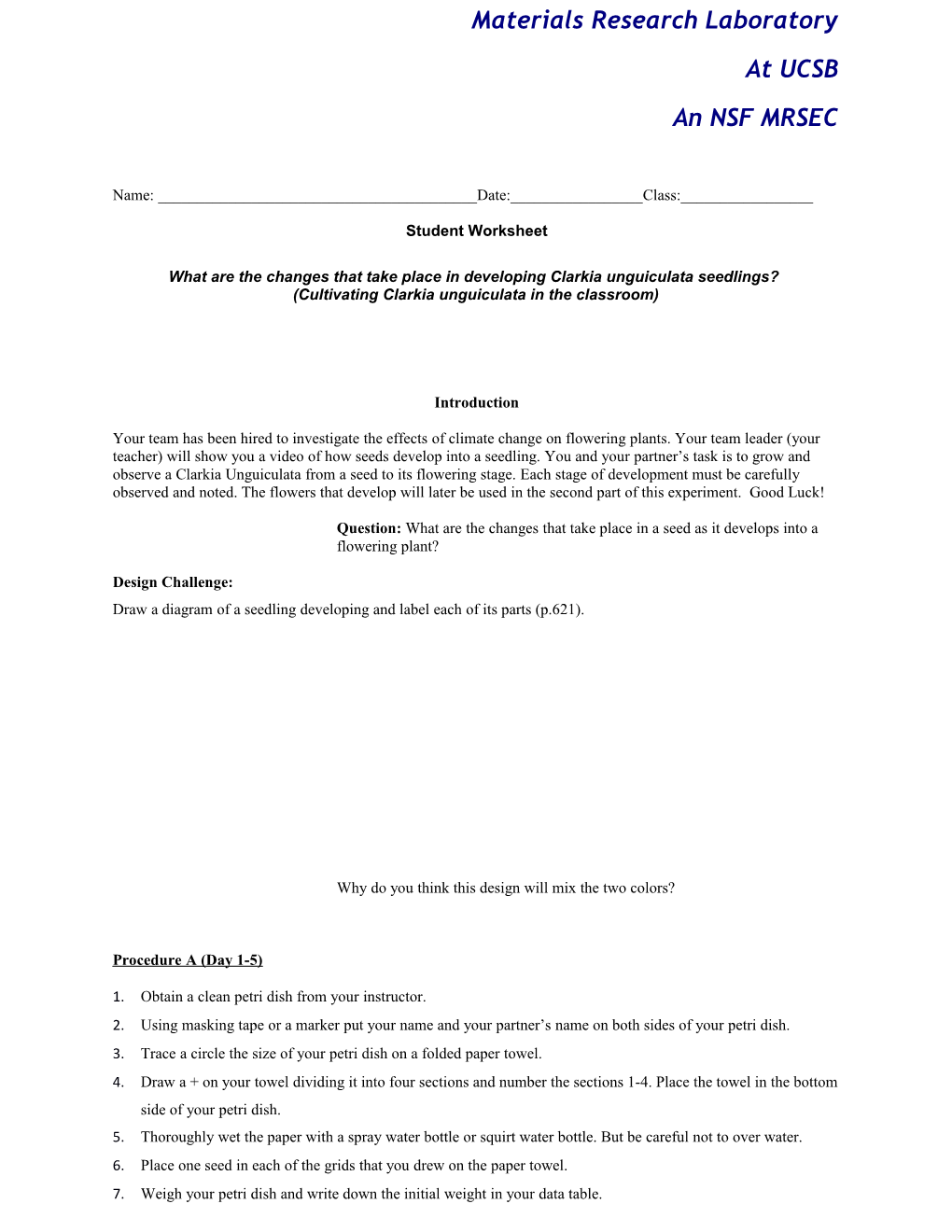 What Are the Changes That Take Place in Developing Clarkia Unguiculata Seedlings?