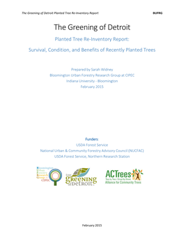 The Greening of Detroit Planted Tree Re-Inventory Report BUFRG