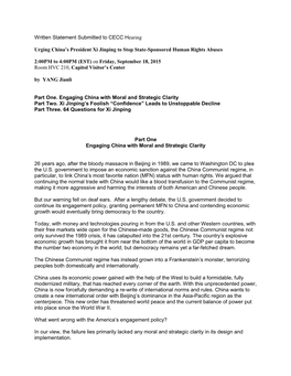 Written Statement Submitted to CECC Hearing Urging China's President Xi Jinping to Stop State-Sponsored Human Rights Abuses 2