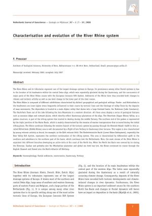 Characterisation and Evolution of the River Rhine System
