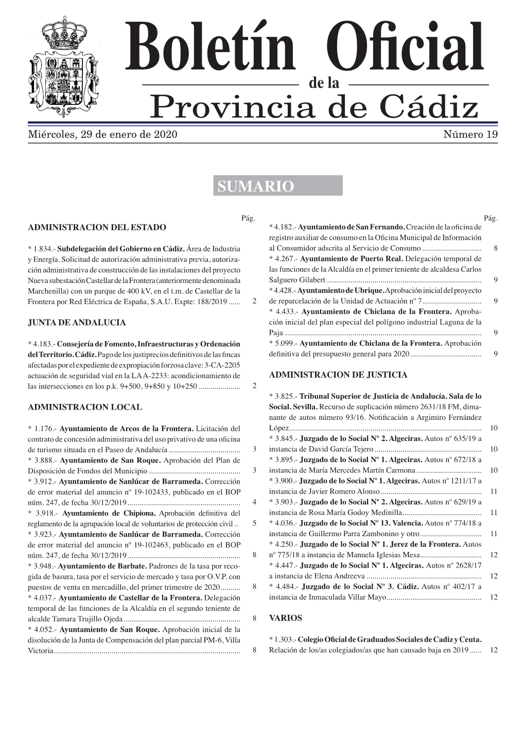 Boletín Oficial De La Provincia De Cádiz
