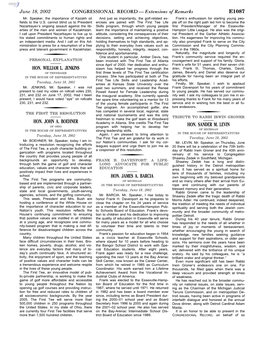 CONGRESSIONAL RECORD— Extensions of Remarks E1087 HON