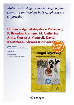 Molecular Phylogeny, Morphology, Pigment Chemistry and Ecology in Hygrophoraceae (Agaricales)