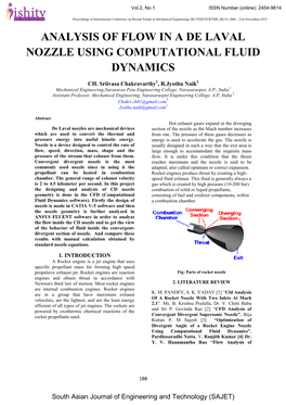 Analysis of Flow in a De Laval Nozzle Using Computational Fluid Dynamics