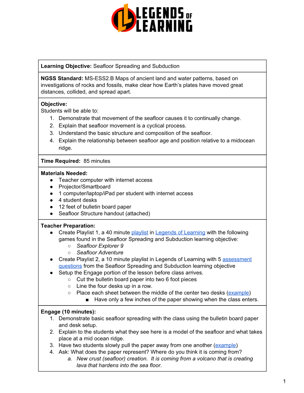 Seafloor Spreading and Subduction Lesson Plan - DocsLib