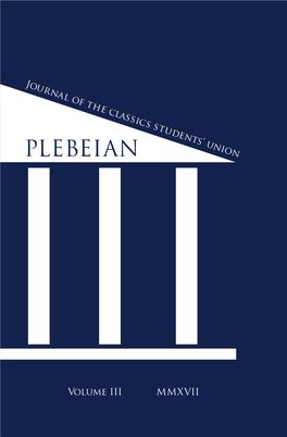 Plebeian Volume III Editorial Board