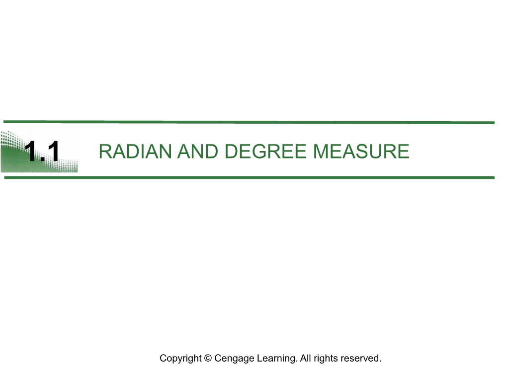 1.1 Radian and Degree Measure