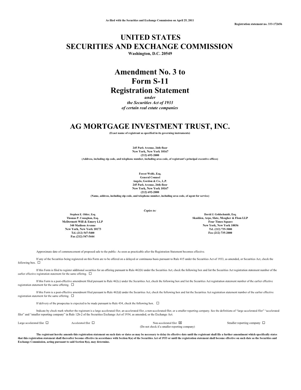 Amendment No. 3 to Form S-11 Registration Statement Under the Securities Act of 1933 of Certain Real Estate Companies