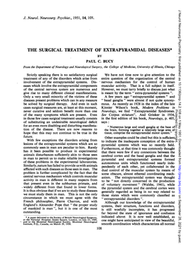The Surgical Treatment of Extrapyramidal Diseases* by Paul C