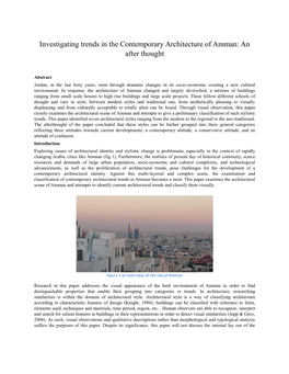 Investigating Trends in the Contemporary Architecture of Amman: an After Thought