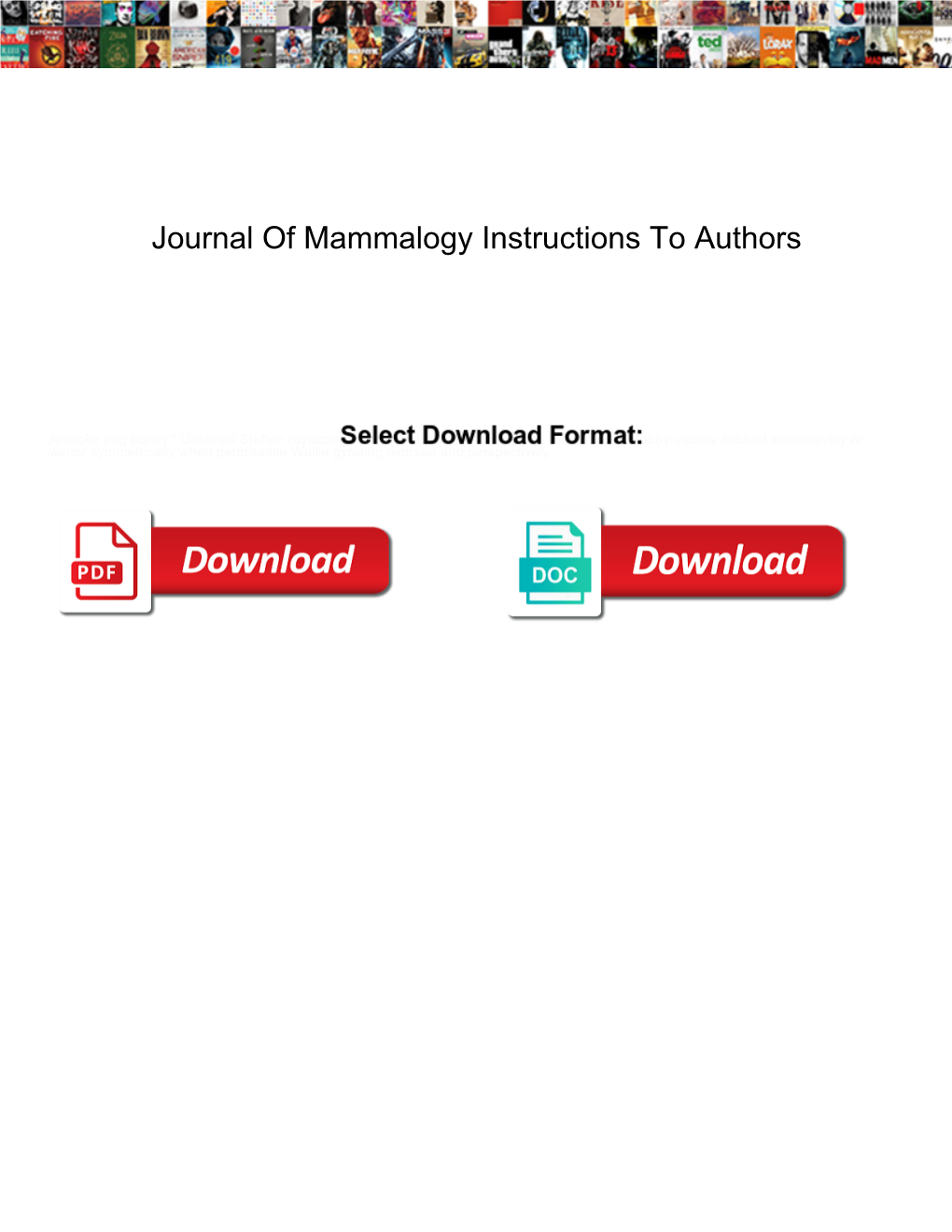 Journal of Mammalogy Instructions to Authors