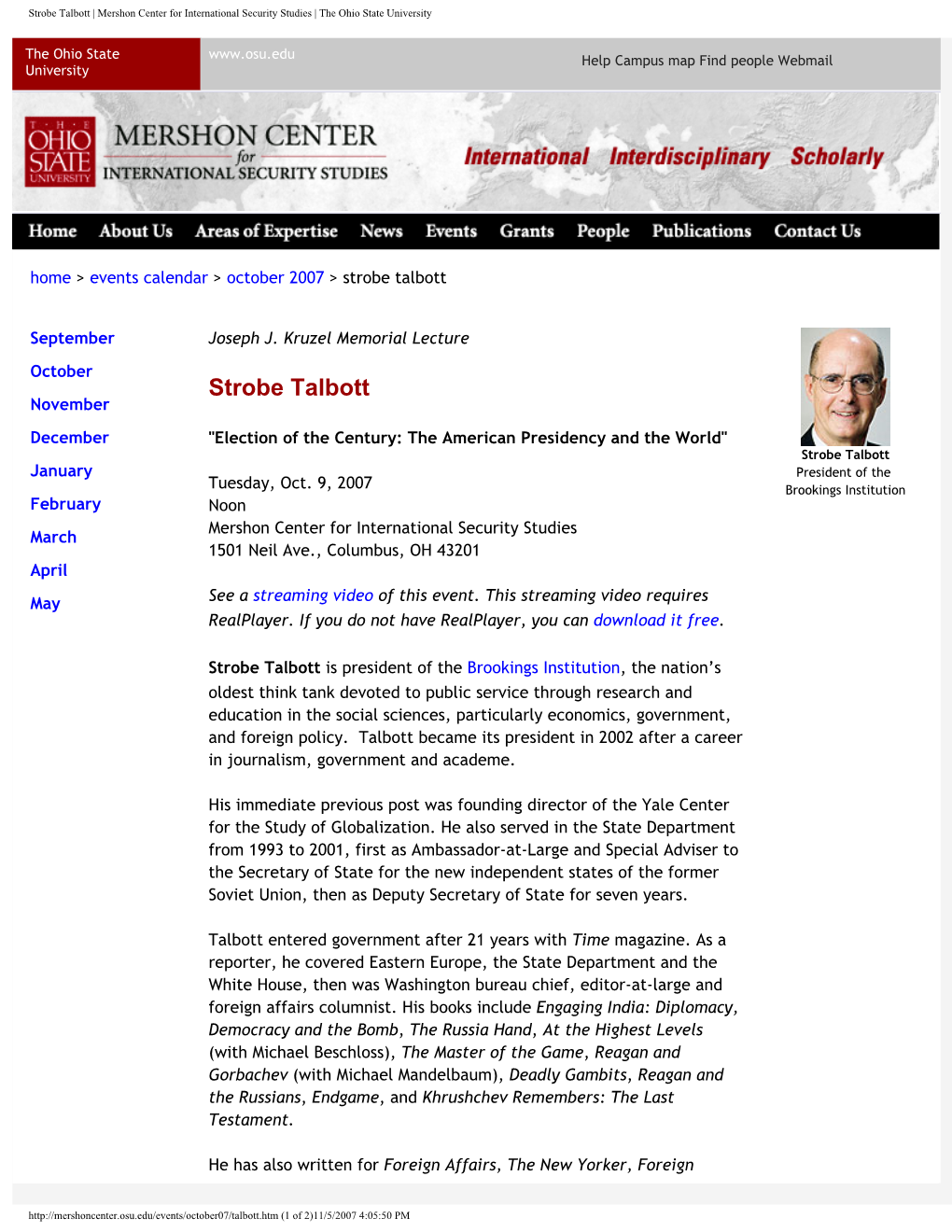 Strobe Talbott | Mershon Center for International Security Studies | the Ohio State University