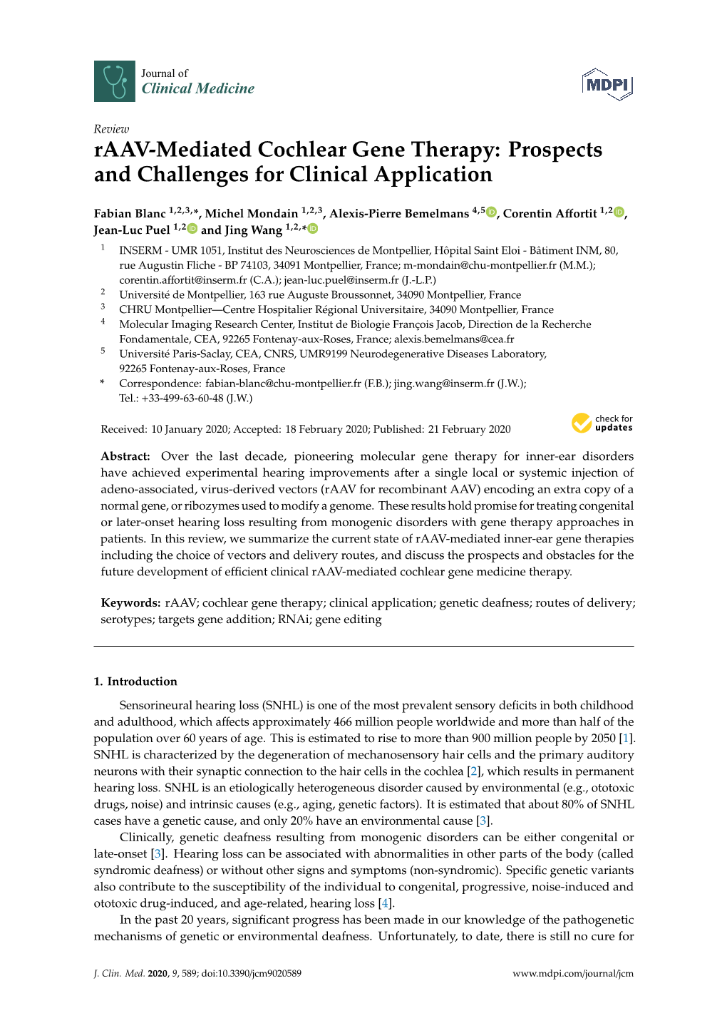Raav-Mediated Cochlear Gene Therapy: Prospects and Challenges for Clinical Application