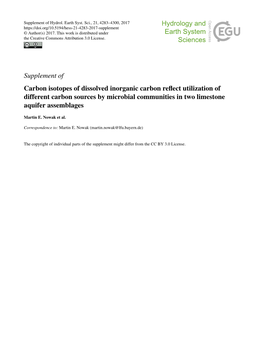 Supplement of Carbon Isotopes of Dissolved Inorganic Carbon Reflect