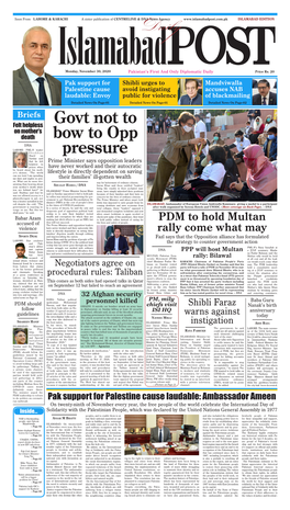 Govt Not to Bow to Opp Pressure