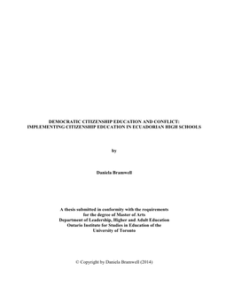 Democratic Citizenship Education and Conflict: Implementing Citizenship Education in Ecuadorian High Schools