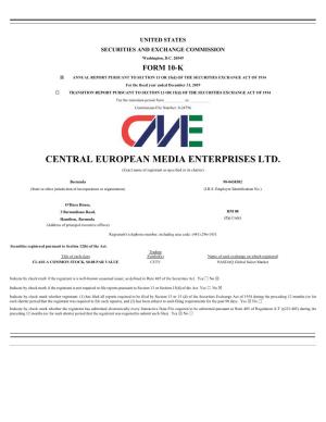 CENTRAL EUROPEAN MEDIA ENTERPRISES LTD. (Exact Name of Registrant As Specified in Its Charter)