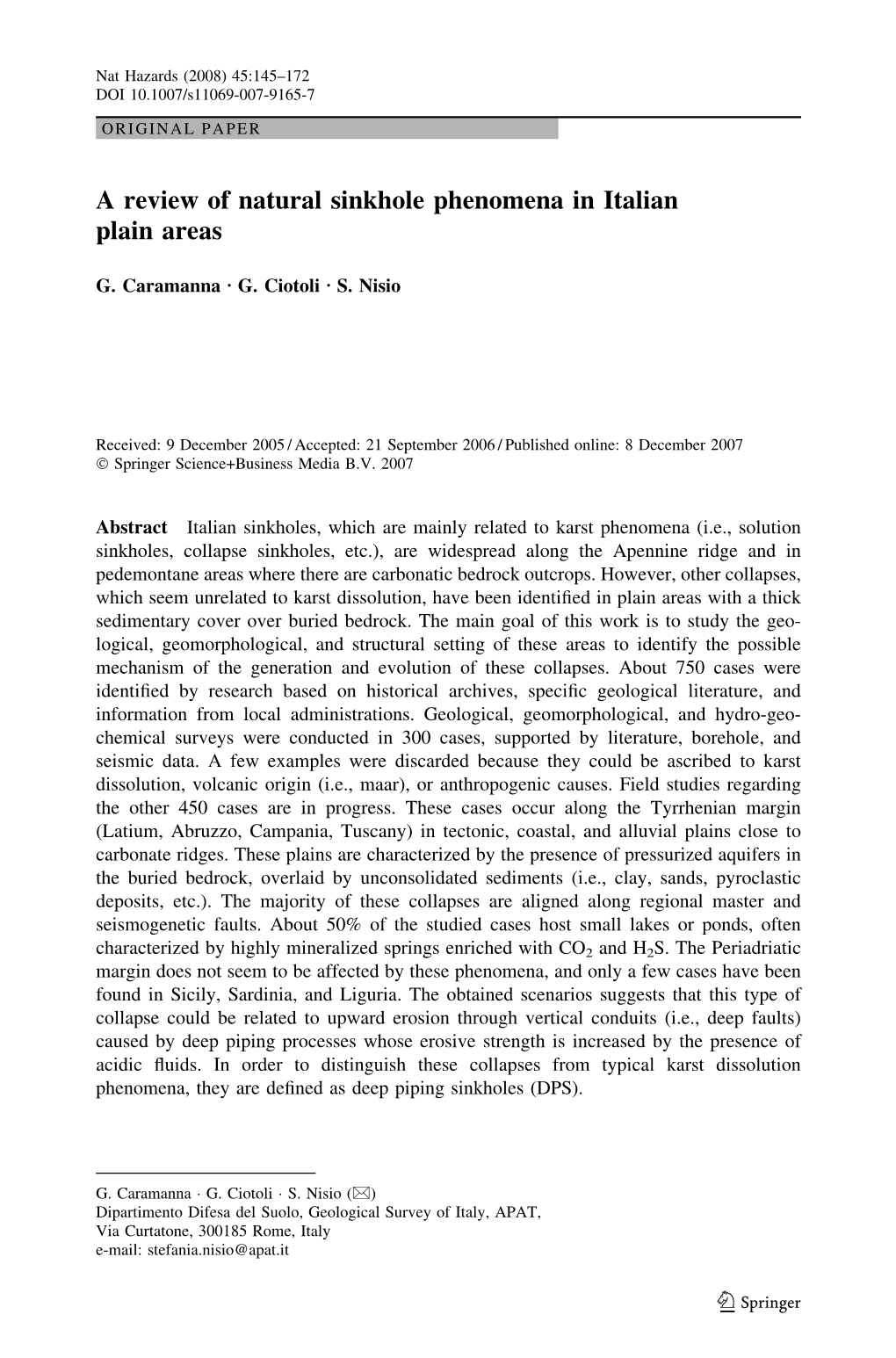 A Review of Natural Sinkhole Phenomena in Italian Plain Areas