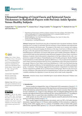 Ultrasound Imaging of Crural Fascia and Epimysial Fascia Thicknesses in Basketball Players with Previous Ankle Sprains Versus Healthy Subjects