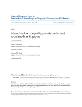 A Handbook on Inequality, Poverty and Unmet Social Needs in Singapore Catherine J