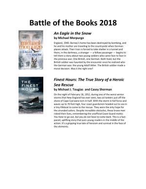 Battle of the Books 2018 an Eagle in the Snow by Michael Morpurgo England, 1940
