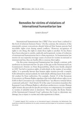 Remedies for Victims of Violations of International Humanitarian Law