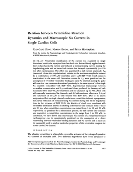 Relation Between Veratridine Reaction Dynamics and Macroscopic Na Current in Single Cardiac Cells