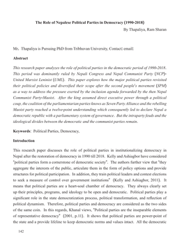 The Role of Nepalese Political Parties in Democracy (1990-2018) by Thapaliya, Ram Sharan