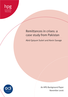 HPG Background Paper-Remittances in Crises