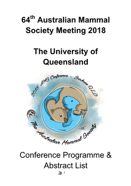 Australian Mammal Society Meeting 2018 the University of Queensland