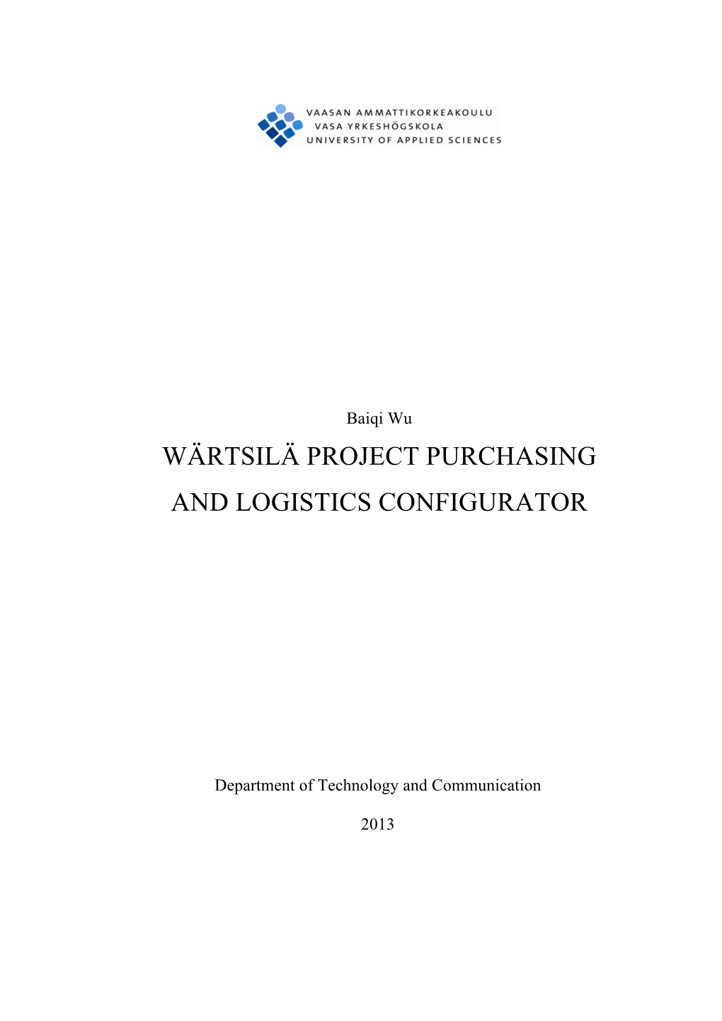 Wärtsilä Project Purchasing and Logistics Configurator