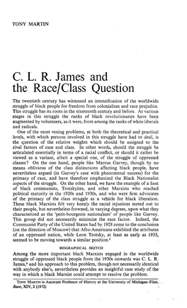 C.L.R. James and the Race/Class Question