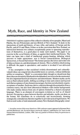 Myth, Race and Identity in New Zealand, by James Belich, P 9