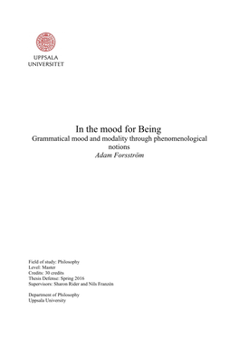 In the Mood for Being Grammatical Mood and Modality Through Phenomenological