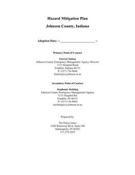 Hazard Mitigation Plan Johnson County, Indiana