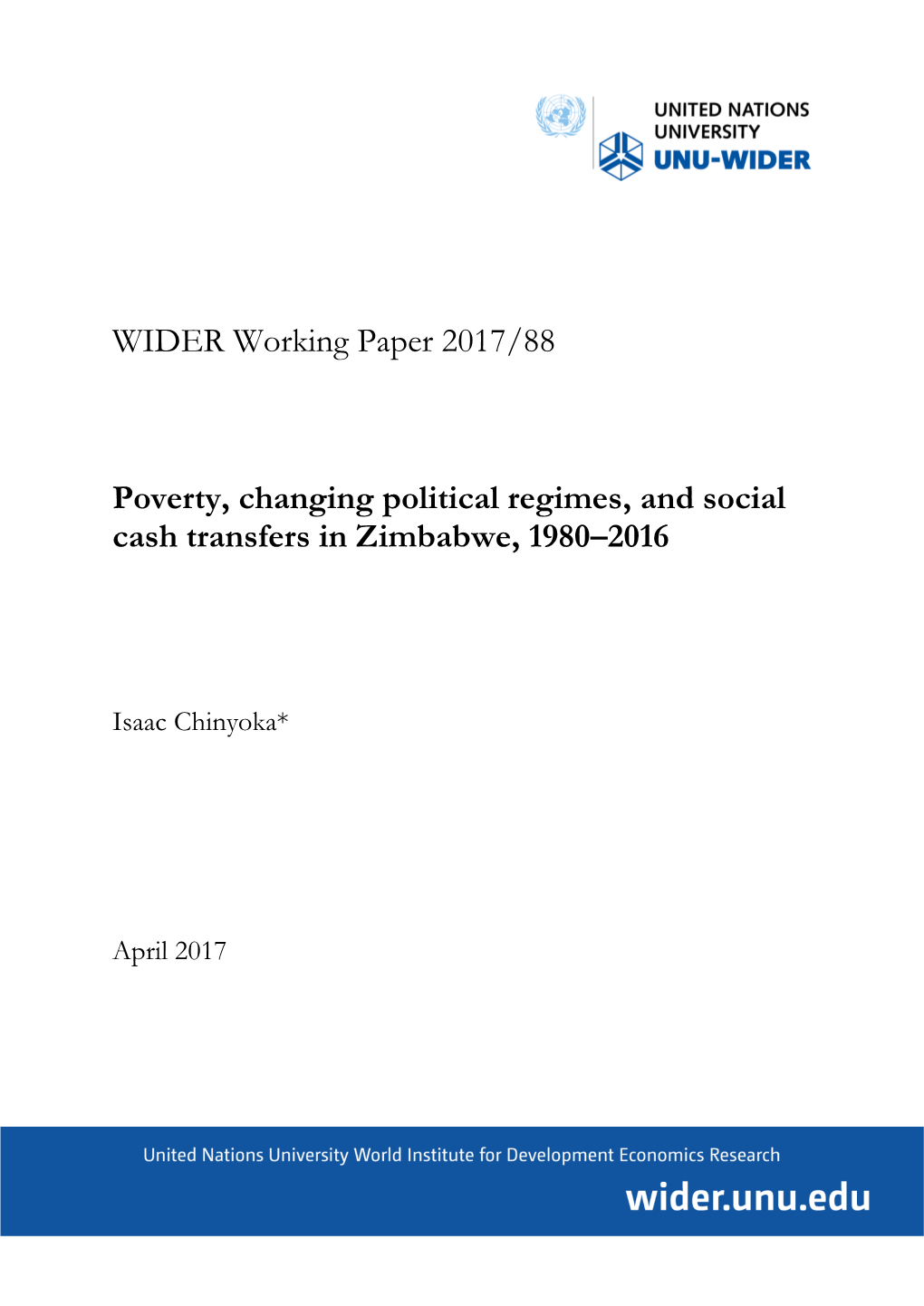 Poverty, Changing Political Regimes, and Social Cash Transfers in Zimbabwe, 1980–2016