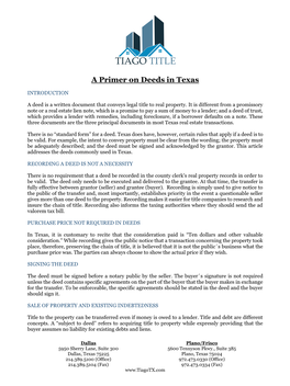 A Primer on Deeds in Texas