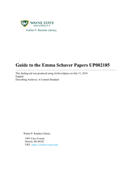 Emma Schaver Papers UP002185