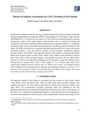 Marine Ecological Assessment for LNG Terminal at Port Qasim