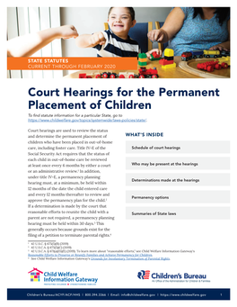 Court Hearings for the Permanent Placement of Children