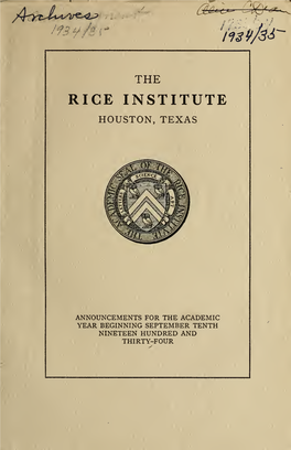 Rice University General Announcements