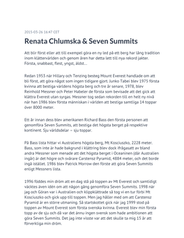Renata Chlumska & Seven Summits