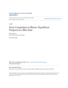 Party Competition in Illinois: Republican Prospects in a Blue State John S